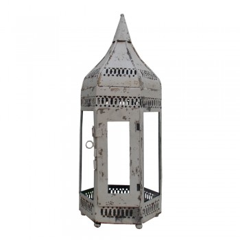 Distressed Iron Lamp - Hexagonal White