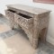 Distressed Antique Finished Carved Wooden Console - White Wash with Two Drawers