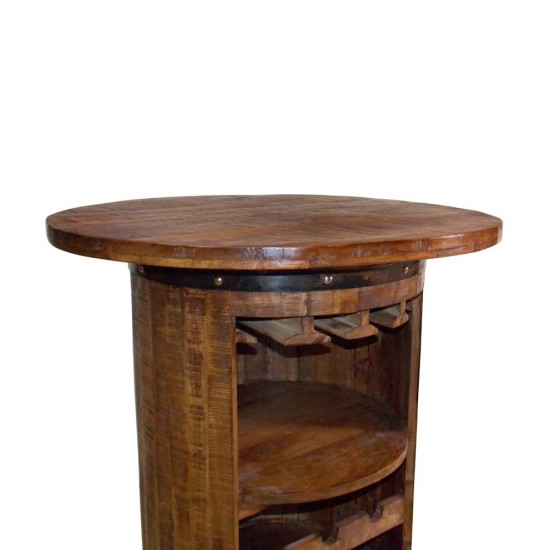 Round Wooden Barrel Wine Rack - Bar