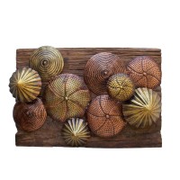 Railway Sleeper Wood Decorative Wall Panel - Antique Copper & Brass Finished Iron Flowers