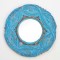 Distress Blue Painted Round Mirror Frame -  Wood Carving & Brass Art