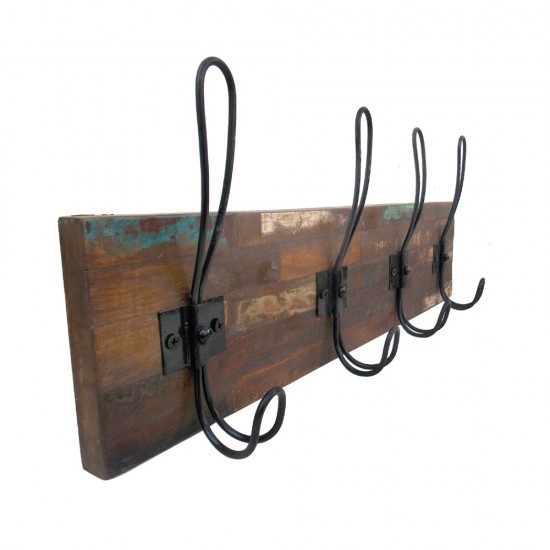 Reclaimed Wood Mosaic Hanger - Four Hook.