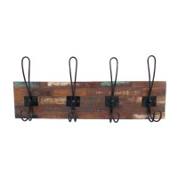 Reclaimed Wood Mosaic Hanger - Four Hook.