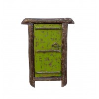 Village Window Mirror Frame - Chipped Green