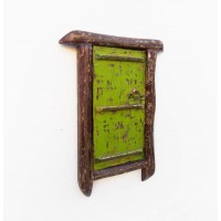 Village Window Mirror Frame - Chipped Green