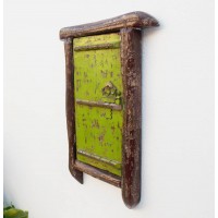 Village Window Mirror Frame - Chipped Green