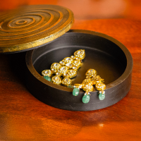 hand-crafted wood & brass spiral box Indune