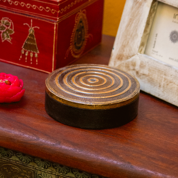 hand-crafted wood & brass spiral box Indune