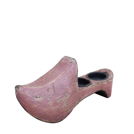 Wooden Shoe Tealight- Weathered Pink.