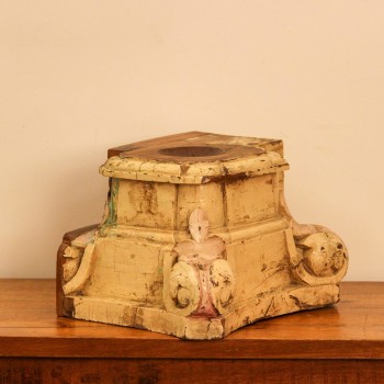 Rustic White Wooden Candle Stand – Styled on Table Rustic white wooden candle stand styled on a wooden table