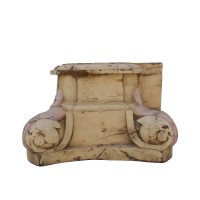 Old Wooden Pillar Candle - Carved