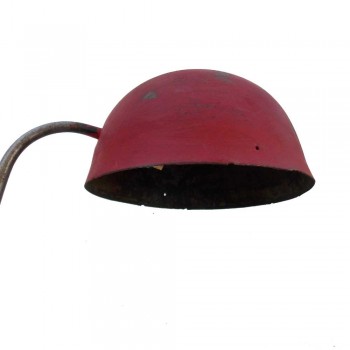 Iron Helmet Lamp - Vintage Distressed Red