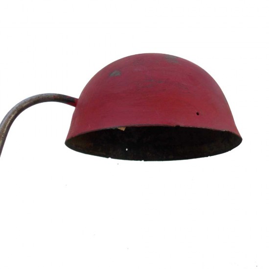 Iron Helmet Lamp - Vintage Distressed Red Iron Helmet Lamp - Vintage Distressed Red