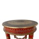 Painted Round Table with Brass Artwork