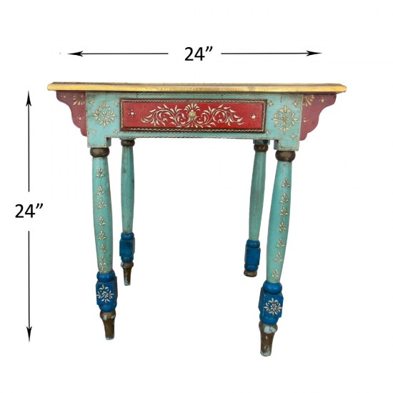 Painted Rectangular Table with Brass Artwork Painted Rectangular Table with Brass Artwork