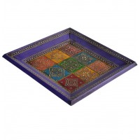 Hand Painted Tray - Platter Square Multi Colours