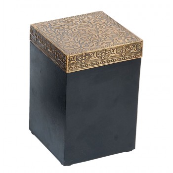 Square Wood Brass Box 4 x 4 x 6 Inches 