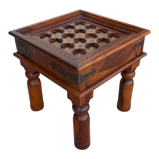 Wooden Brass Art Central Table Square