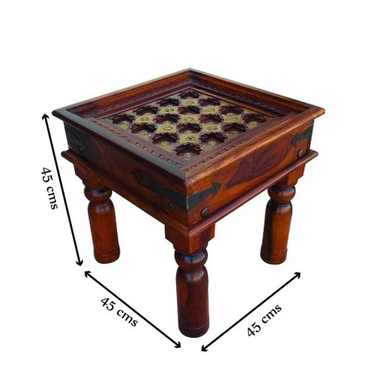 Wooden Brass Art Central Table Square
