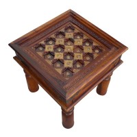 Wooden Brass Art Central Table Square