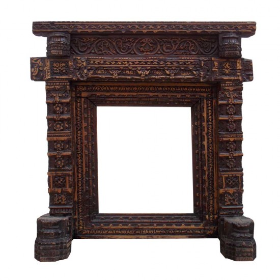 Reclaimed Wood Carved Rustic Jharokha Frame