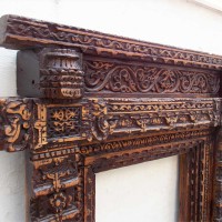 Reclaimed Wood Carved Rustic Jharokha Frame