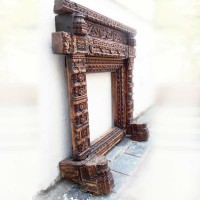 Reclaimed Wood Carved Rustic Jharokha Frame