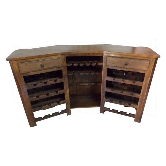 Antique Bar Cabinet - Brass Artwork 