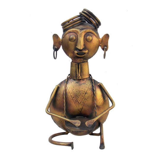 Sitting Tribal Musician Figurine- Metal Sitting Tribal Musician Figurine- Metal