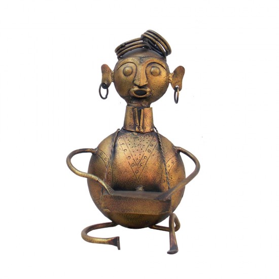 Sitting Tribal Musician Figurine- Metal