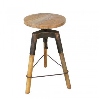 Tripod Stool with Handbeaten Iron Elements