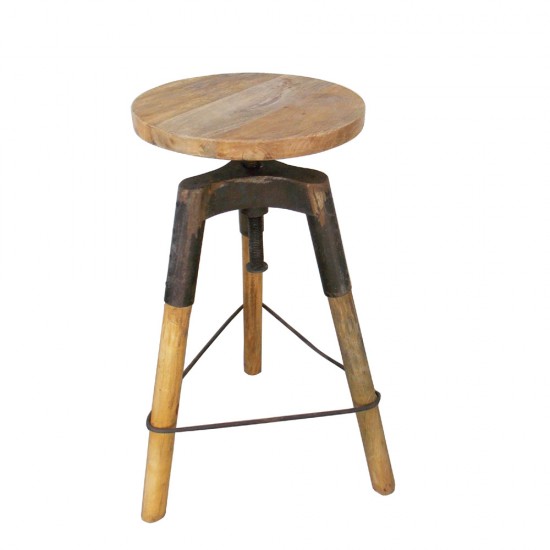 Tripod Stool with Handbeaten Iron Elements