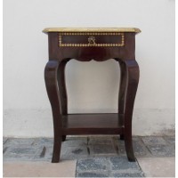 Side Table in Wood decorated with Brass Artwork