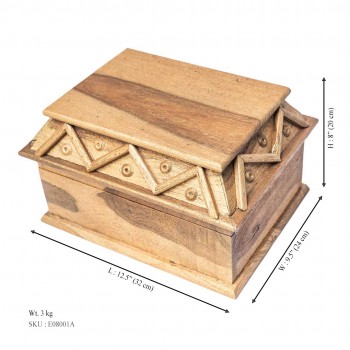 Wooden Mini Pitara Box with Golden Shade
