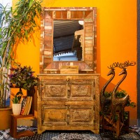 recycled wooden wall art mirror frame – sustainable wall décor