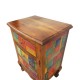 Three Drawers Cabinet/ Bed Side in a Classy Combination of Honey Polish and Colorful Geometrical Motifs Three Drawers Cabinet/ Bed Side in a Classy Combination of Honey Polish and Colorful Geometrical Motifs