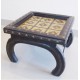 Cart Inspired Wooden Side Table With Brass Art 