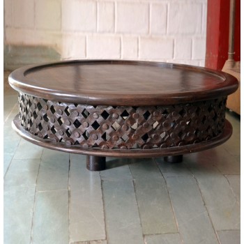 Hand Carved Low Cofee Table Brown Polished