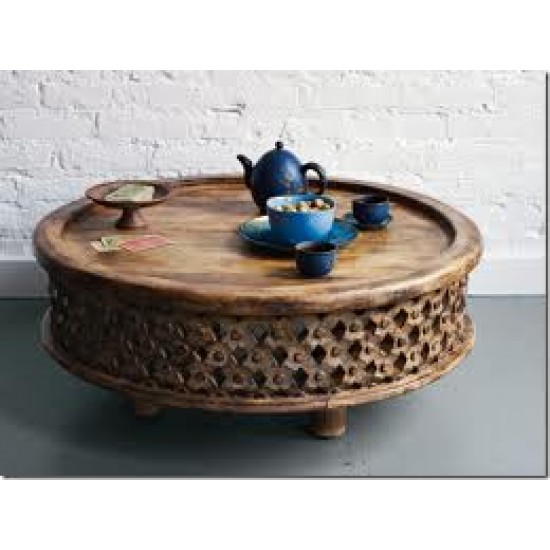 Hand Carved Low Cofee Table Brown Polished Hand Carved Low Cofee Table Brown Polished