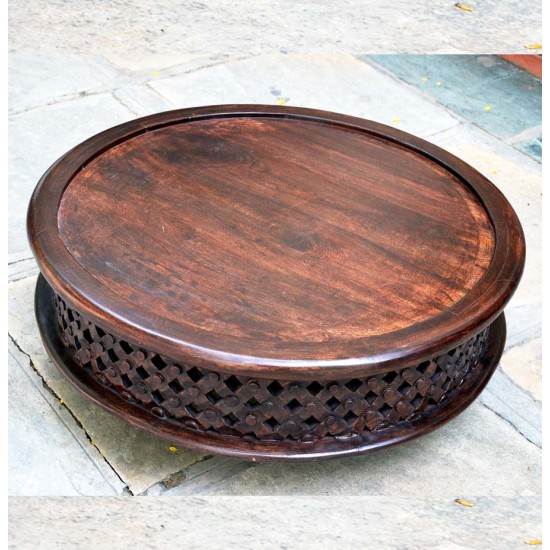 Hand Carved Low Cofee Table Brown Polished Hand Carved Low Cofee Table Brown Polished