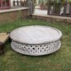 Hand Carved Rustic Low Coffee Table Distressed White Finish