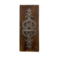 Wall Candle Holder Sleeper Wood, Hand Beaten & Cut Iron Art