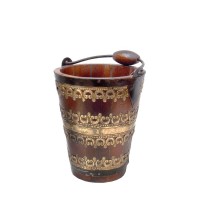 Wooden Bucket Planter With Brass Art Small, Bottle Chiller