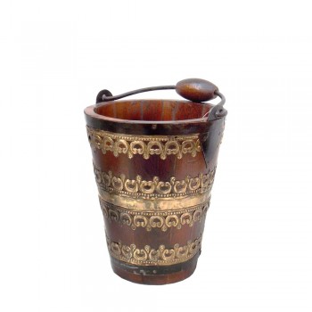 Wooden Bucket Planter With Brass Art Small, Bottle Chiller