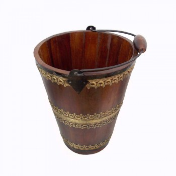 Wooden Bucket With Brass Art, Bottle Chiller - Large