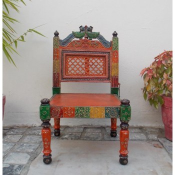 Handpainted Low Wooden Chair