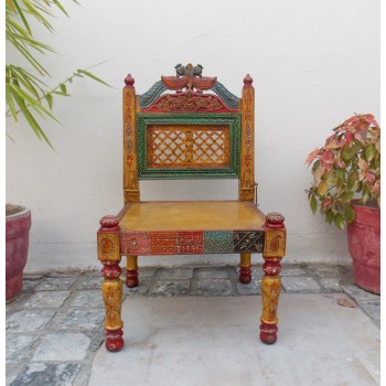 Handpainted Low Wooden Chair