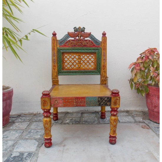 Handpainted Low Wooden Chair Handpainted Low Wooden Chair