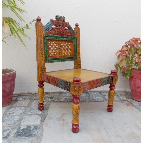 Handpainted Low Wooden Chair Handpainted Low Wooden Chair
