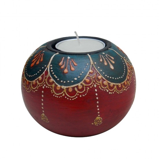 Painted Wooden Ball T Light Assoted Paintings